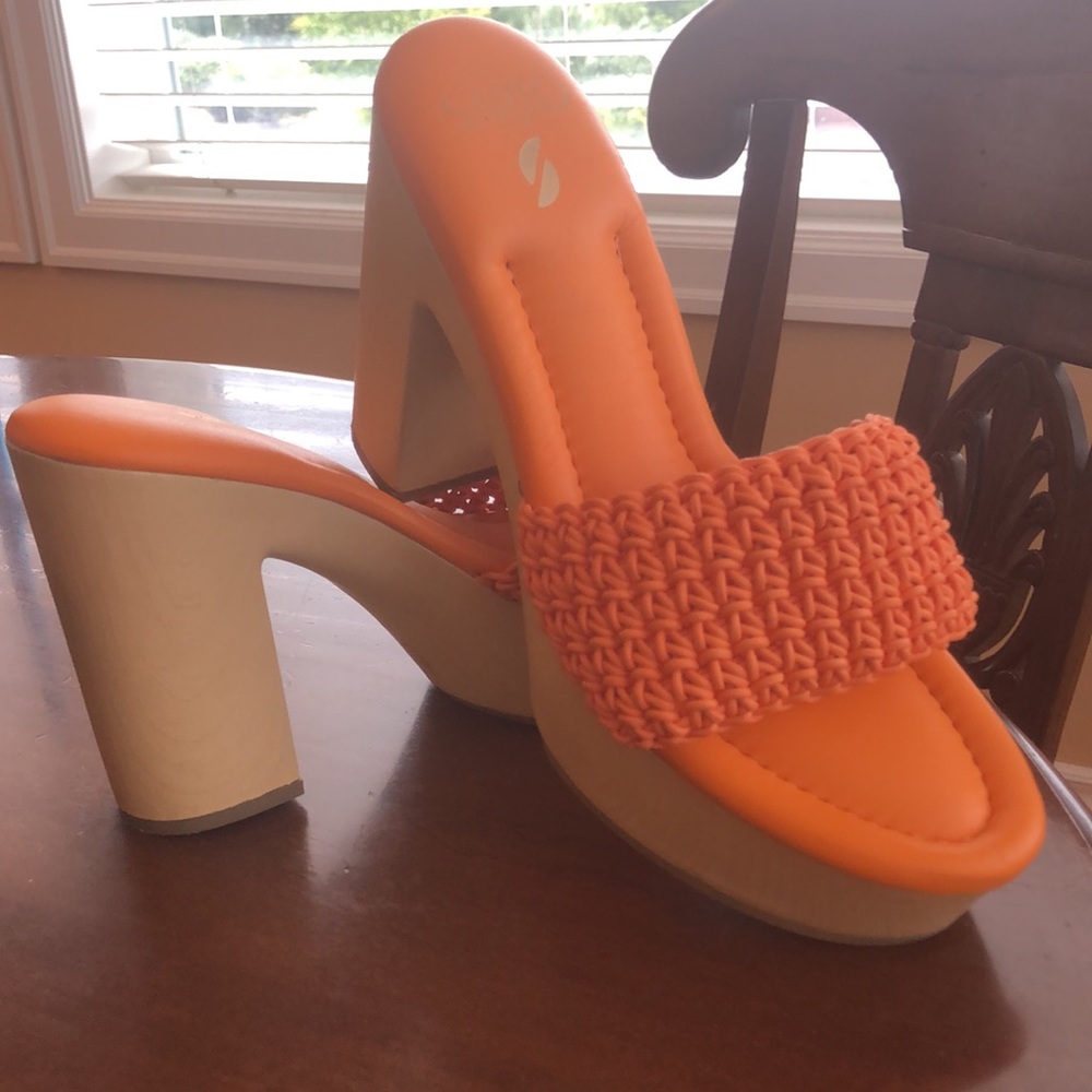 Orange weave Franco sarto weave platform sandal